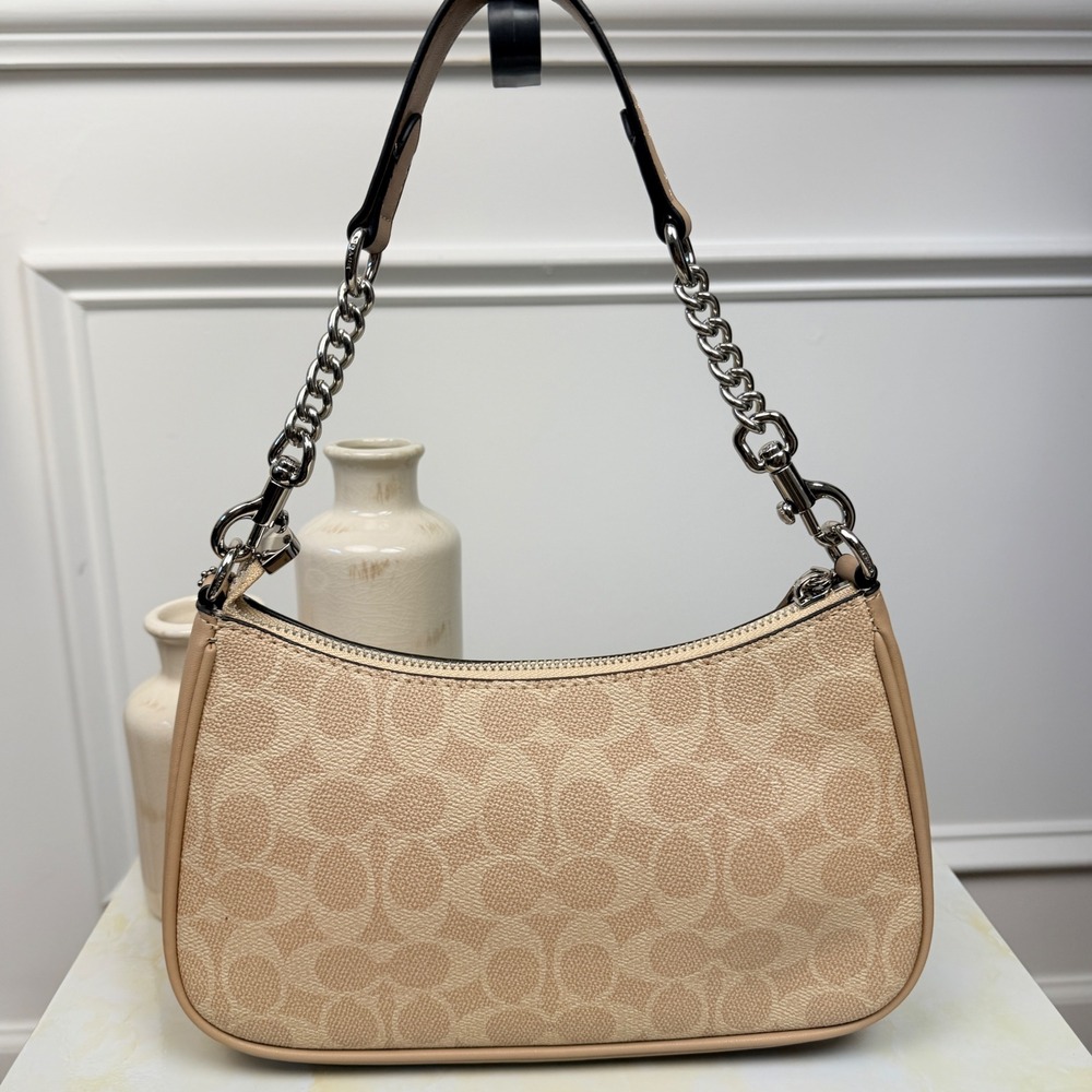 Coach Teri Shoulder Bag in Signature Canvas Beige Tan - Picture 2 of 16